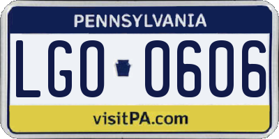PA license plate LGO0606