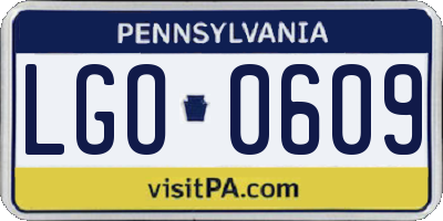 PA license plate LGO0609