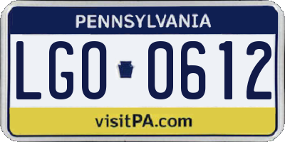 PA license plate LGO0612