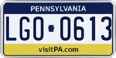 PA license plate LGO0613