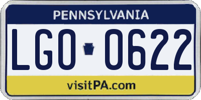 PA license plate LGO0622