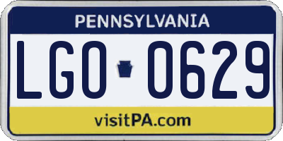 PA license plate LGO0629