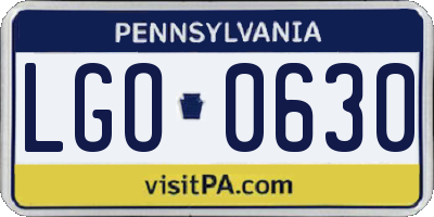 PA license plate LGO0630