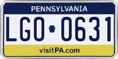 PA license plate LGO0631