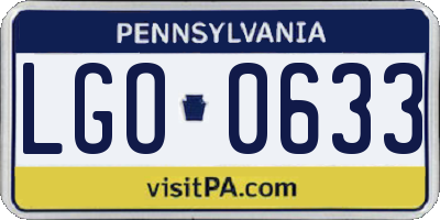 PA license plate LGO0633