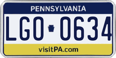 PA license plate LGO0634