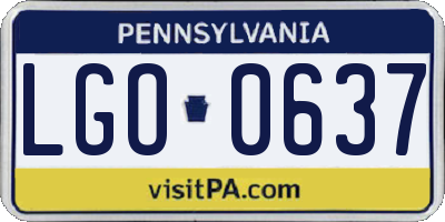PA license plate LGO0637