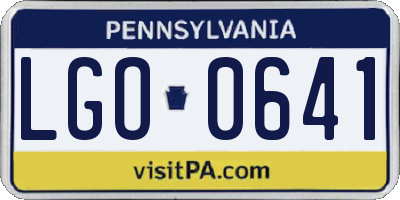 PA license plate LGO0641