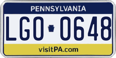 PA license plate LGO0648