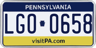 PA license plate LGO0658