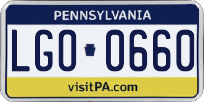 PA license plate LGO0660