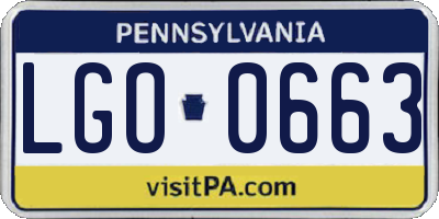 PA license plate LGO0663