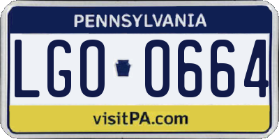 PA license plate LGO0664