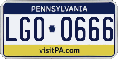 PA license plate LGO0666