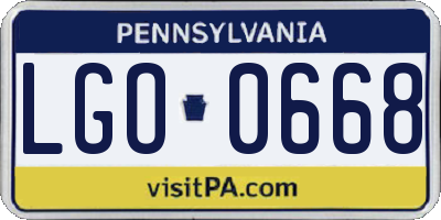 PA license plate LGO0668