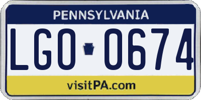 PA license plate LGO0674