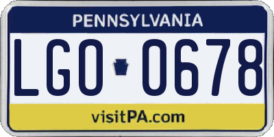 PA license plate LGO0678