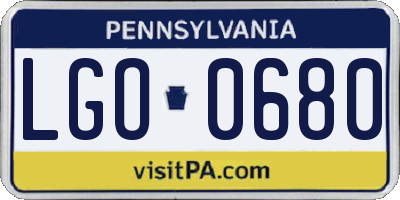 PA license plate LGO0680
