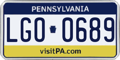 PA license plate LGO0689