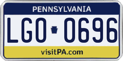 PA license plate LGO0696