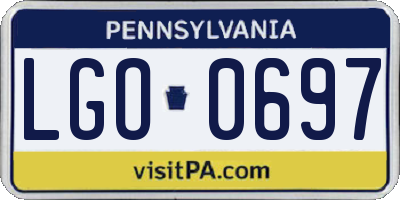 PA license plate LGO0697