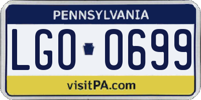PA license plate LGO0699