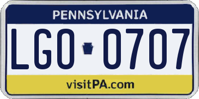 PA license plate LGO0707