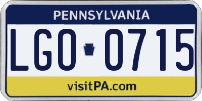 PA license plate LGO0715