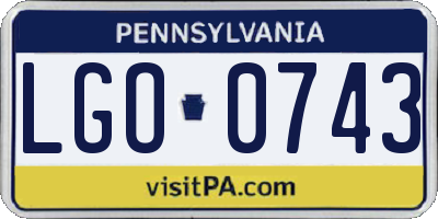 PA license plate LGO0743