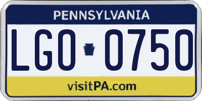 PA license plate LGO0750