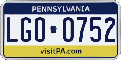 PA license plate LGO0752
