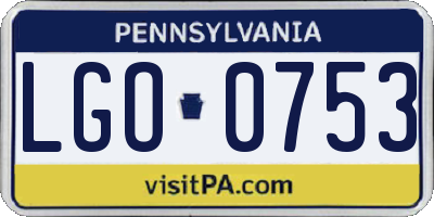 PA license plate LGO0753