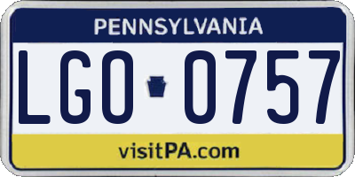 PA license plate LGO0757
