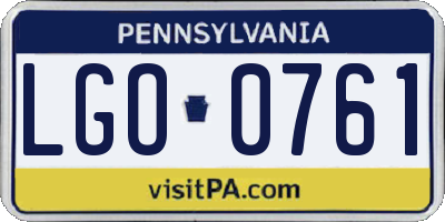 PA license plate LGO0761