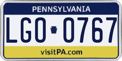 PA license plate LGO0767