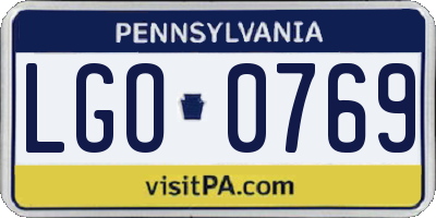 PA license plate LGO0769