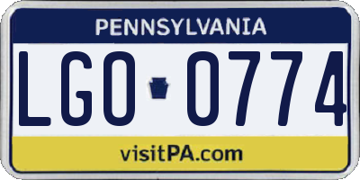 PA license plate LGO0774