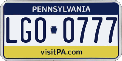 PA license plate LGO0777