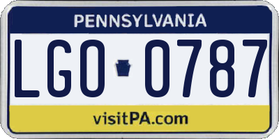 PA license plate LGO0787