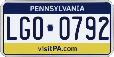 PA license plate LGO0792
