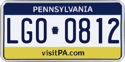 PA license plate LGO0812