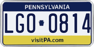 PA license plate LGO0814