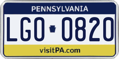 PA license plate LGO0820