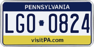 PA license plate LGO0824