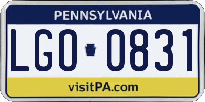 PA license plate LGO0831