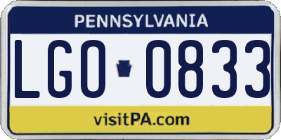 PA license plate LGO0833