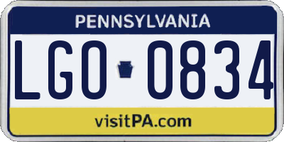 PA license plate LGO0834