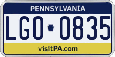 PA license plate LGO0835