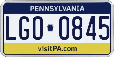 PA license plate LGO0845