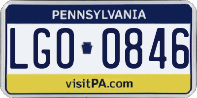 PA license plate LGO0846